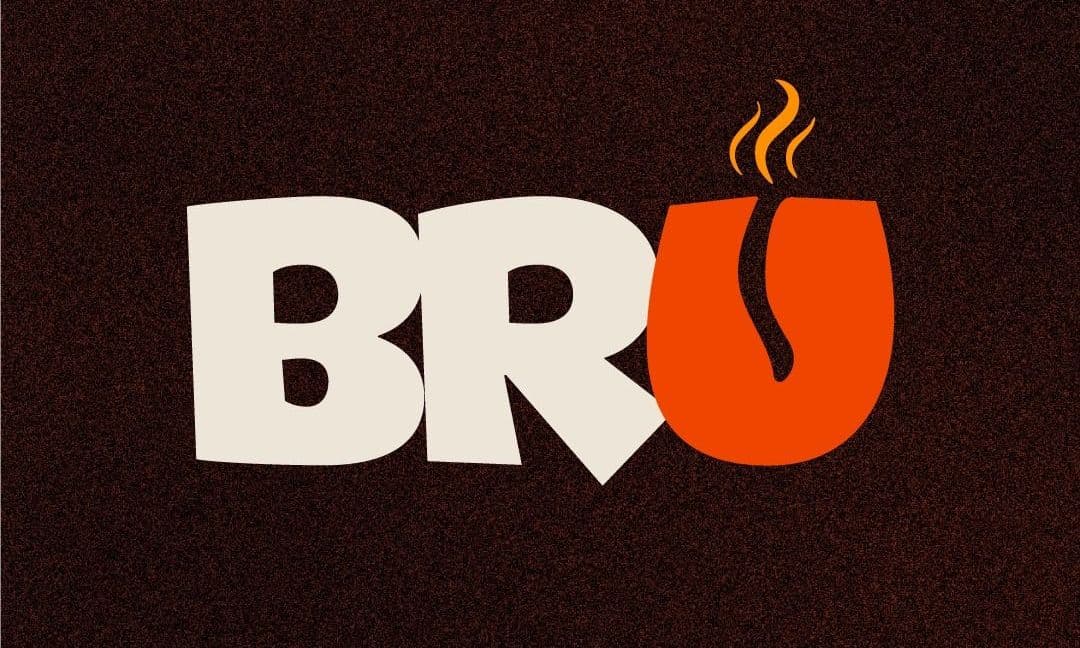 Primary brandmark combining custom 'BR' typography with a stylized coffee mug 'U' icon.